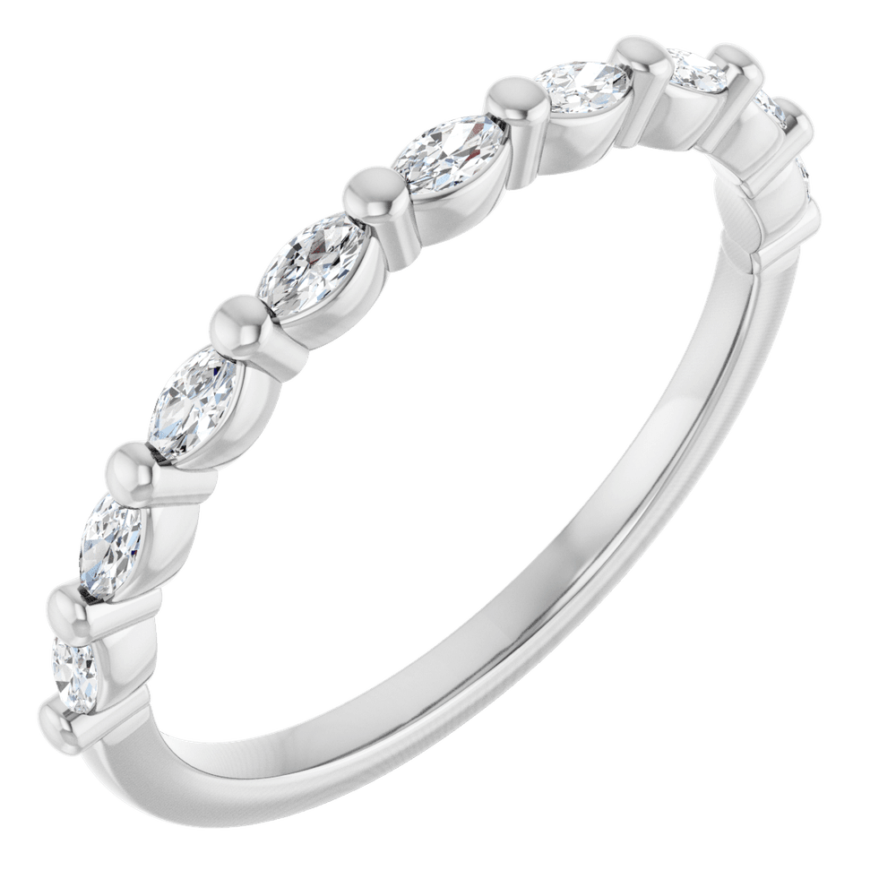 Marquise Diamond Halfway Band - 1/5 CTW (3 x 1.5 mm) - 14K White Gold / Platinum