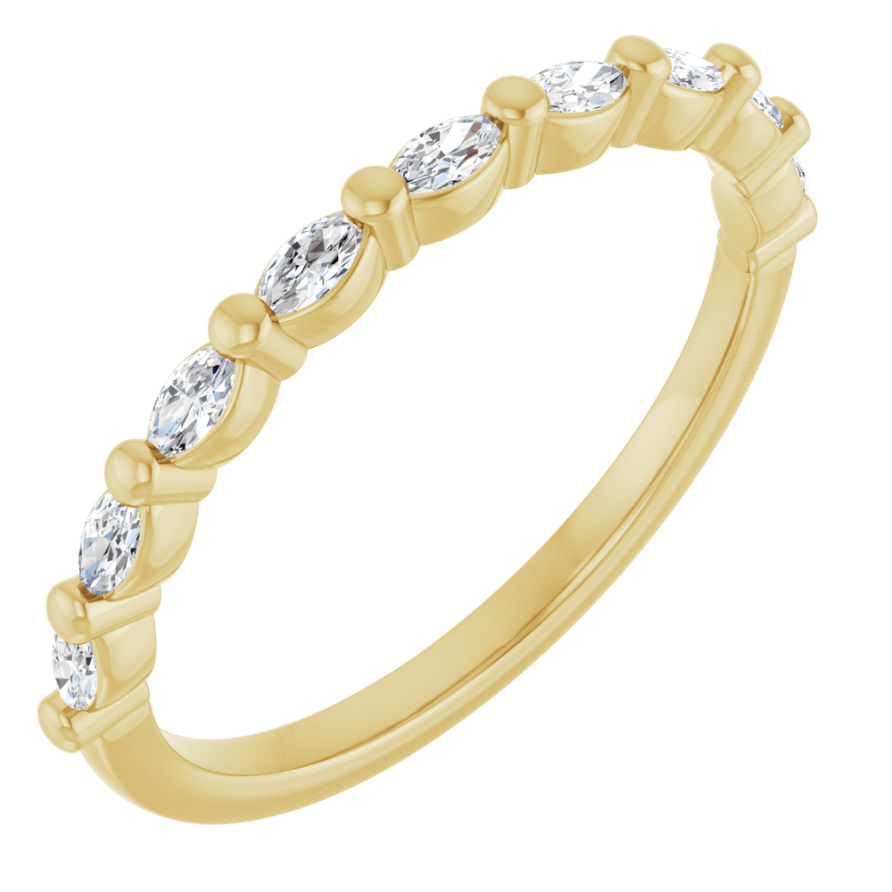 Marquise Diamond Halfway Band - 1/5 CTW (3 x 1.5 mm) - 14K Yellow Gold