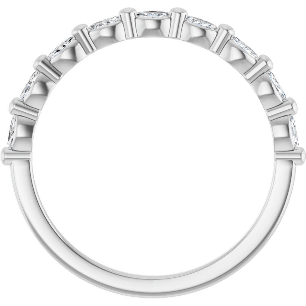 Marquise Diamond Halfway Band - 1/5 CTW (3 x 1.5 mm) - 14K White Gold / Platinum