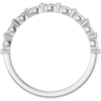 Marquise Diamond Halfway Band - 1/5 CTW (3 x 1.5 mm) - 14K White Gold / Platinum