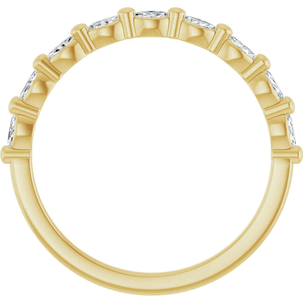 Marquise Diamond Halfway Band - 1/5 CTW (3 x 1.5 mm) - 14K Yellow Gold