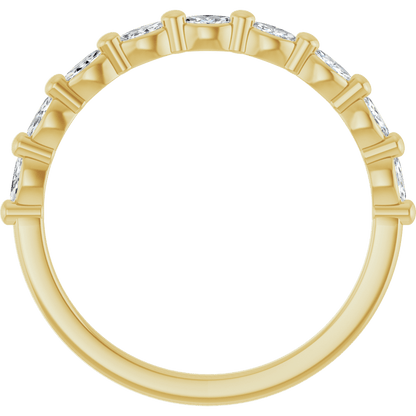Marquise Diamond Halfway Band - 1/5 CTW (3 x 1.5 mm) - 14K Yellow Gold