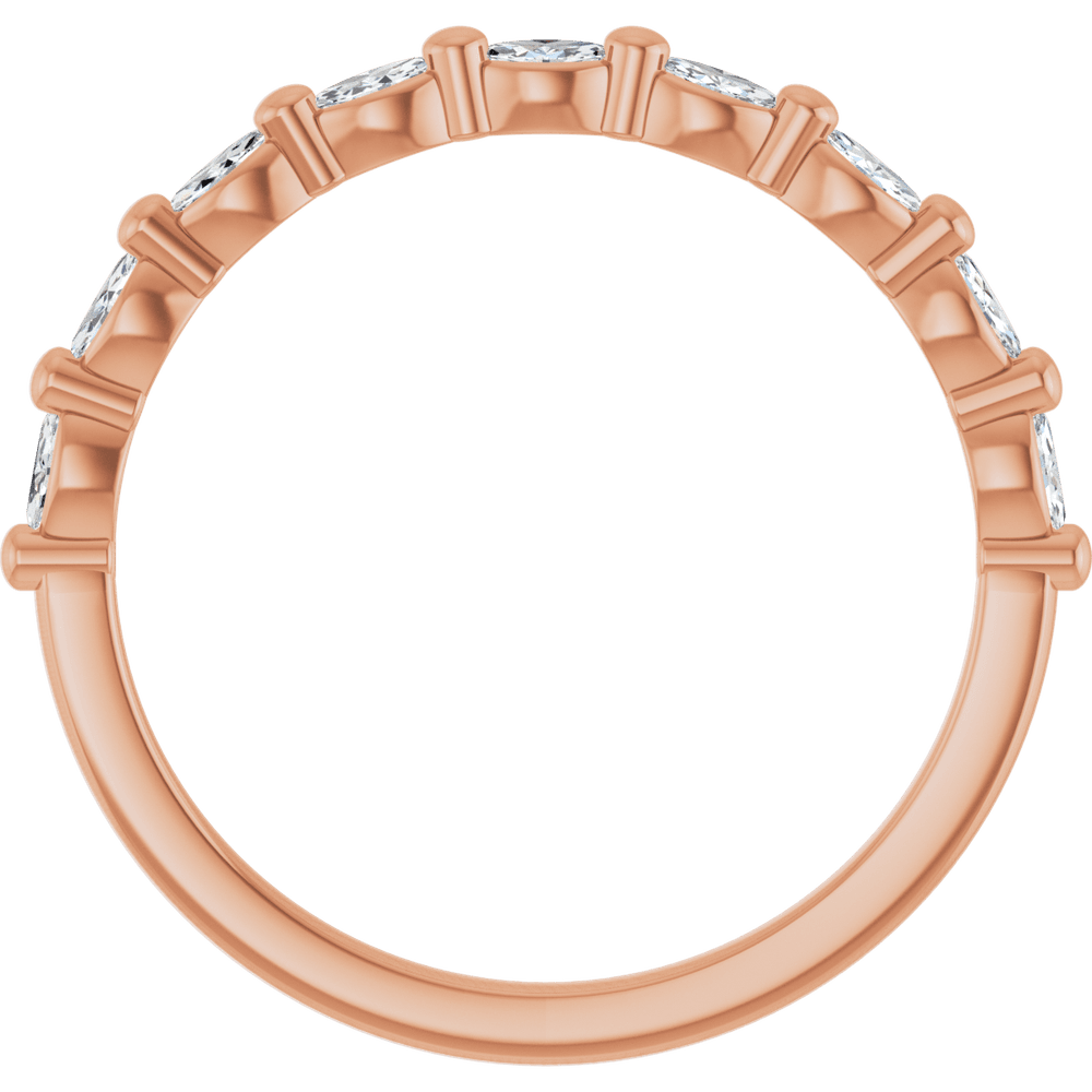 Marquise Diamond Halfway Band - 1/5 CTW (3 x 1.5 mm) - 14K Rose Gold