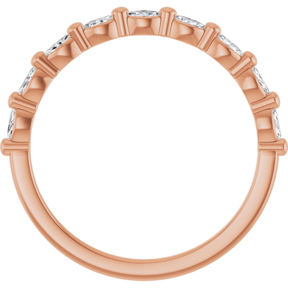 Marquise Diamond Halfway Band - 1/5 CTW (3 x 1.5 mm) - 14K Rose Gold
