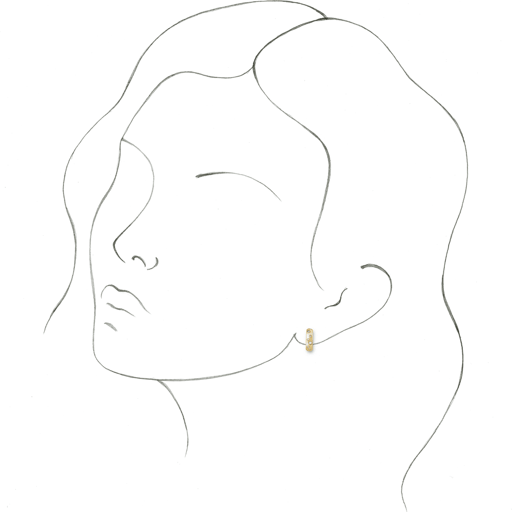 Morris Diamond Hoop Huggies - 14K Yellow Gold
