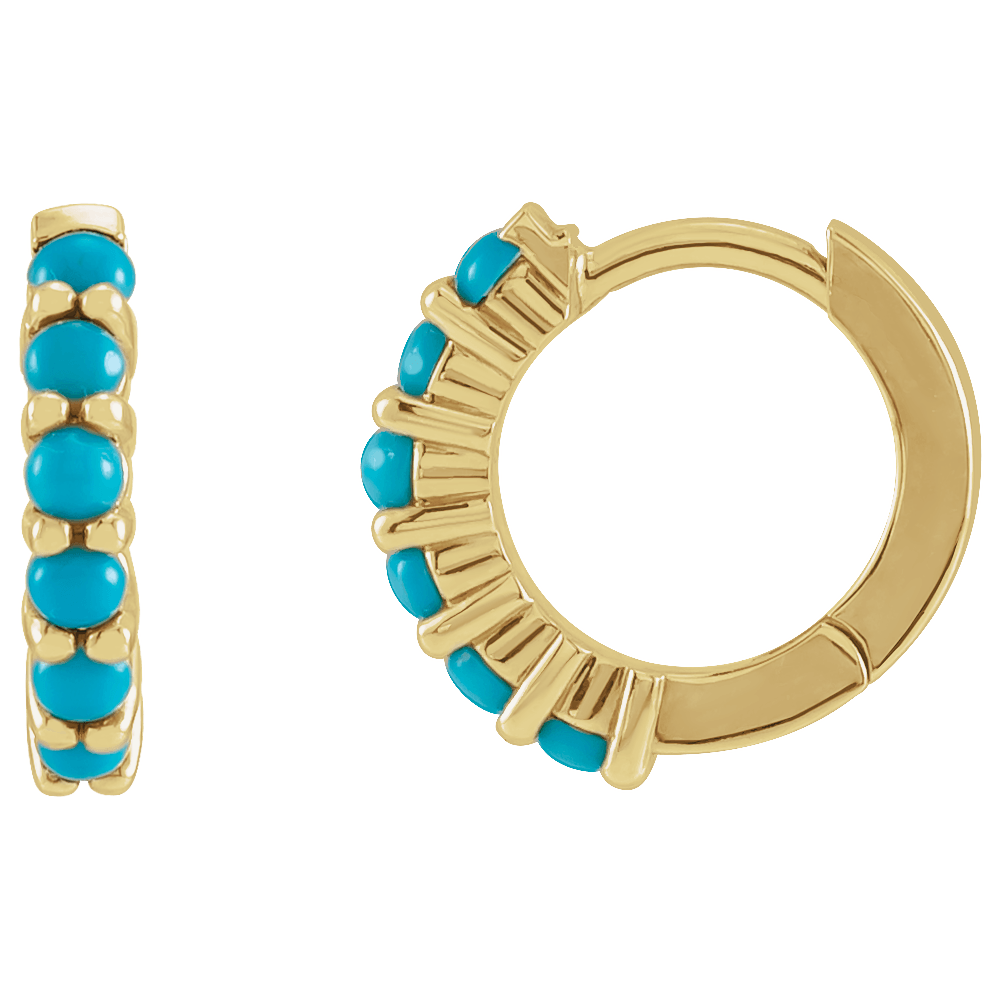 Fallon Turquoise Hoops - 14K Yellow Gold
