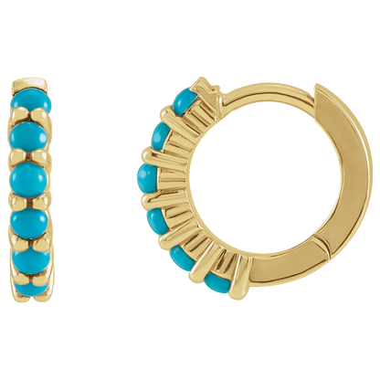 Fallon Turquoise Hoops - 14K Yellow Gold