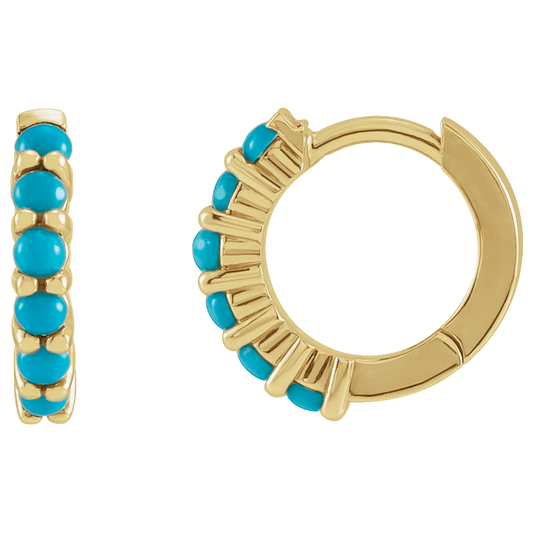 Fallon Turquoise Hoops - 14K Yellow Gold