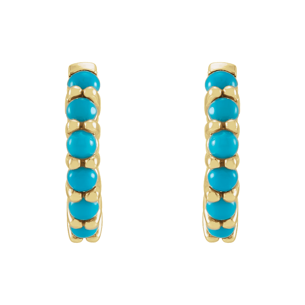 Fallon Turquoise Hoops - 14K Yellow Gold