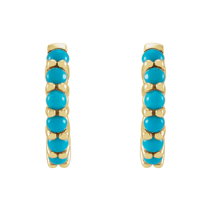 Fallon Turquoise Hoops - 14K Yellow Gold