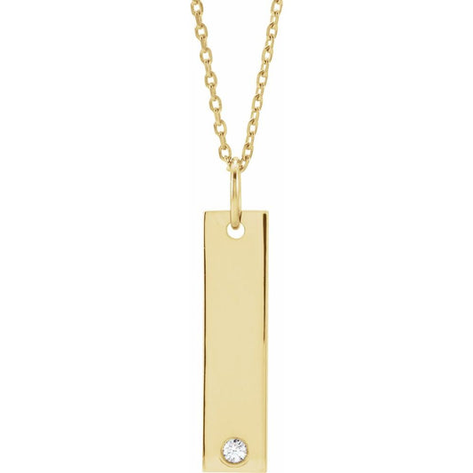 Engravable Diamond Bar Chain