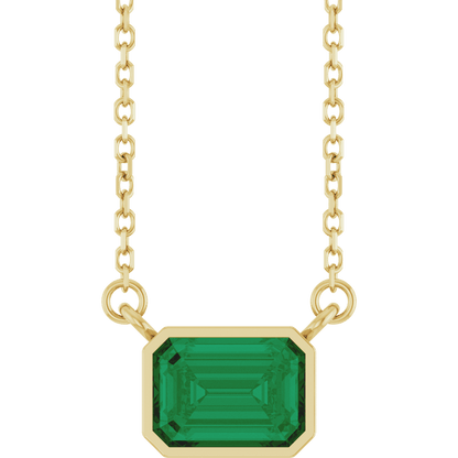 Betty Emerald Bezel Necklace