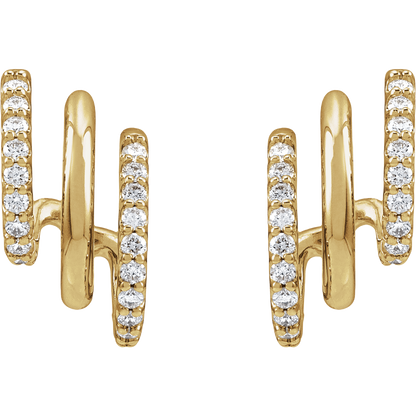 Ivy Triple Diamond J-Hoop Earrings