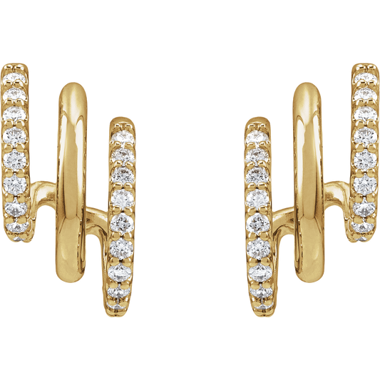Ivy Triple Diamond J-Hoop Earrings