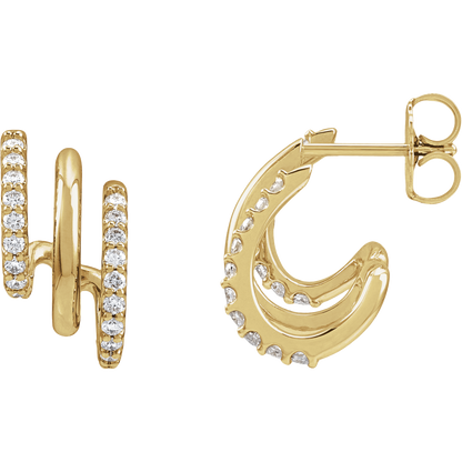 Ivy Triple Diamond J-Hoop Earrings