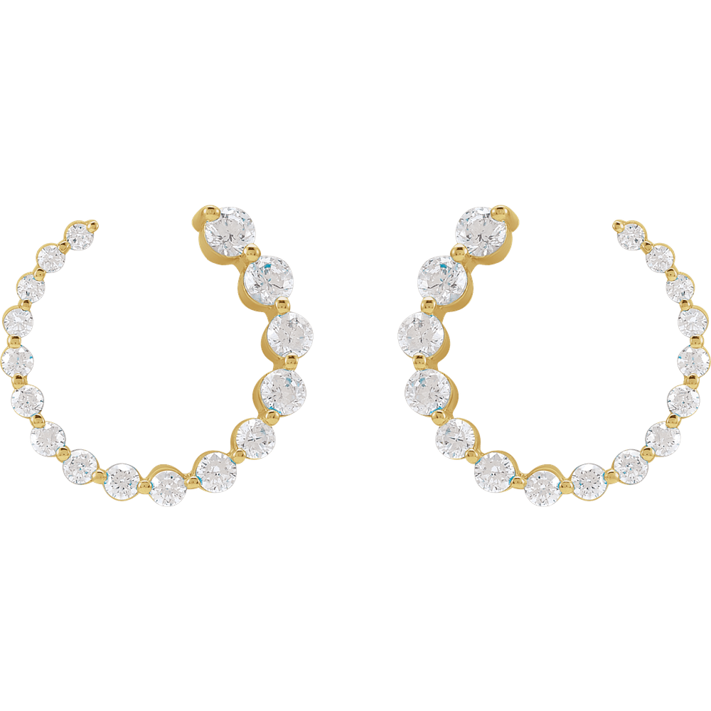 Cascading Round Lab Diamond Earrings - 15 x 15 mm - 14K Yellow Gold