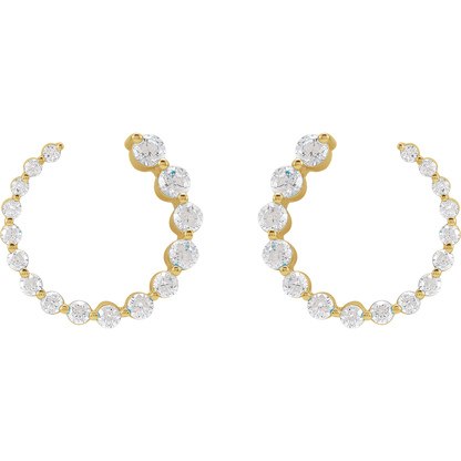 Cascading Round Lab Diamond Earrings - 15 x 15 mm - 14K Yellow Gold