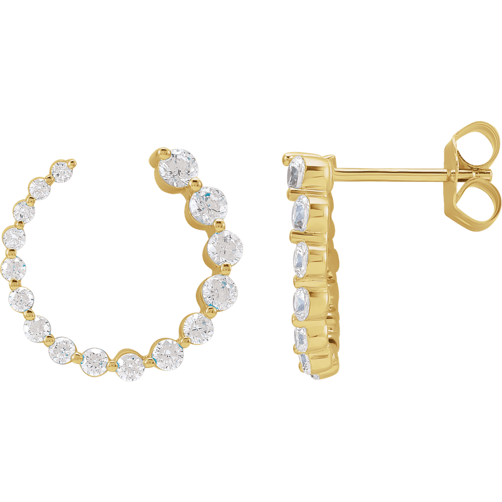 Cascading Round Lab Diamond Earrings - 15 x 15 mm - 14K Yellow Gold