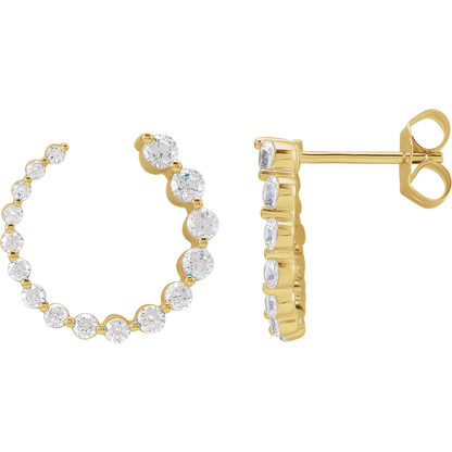 Cascading Round Lab Diamond Earrings - 15 x 15 mm - 14K Yellow Gold