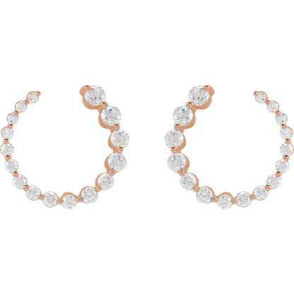 Cascading Round Lab Diamond Earrings - 15 x 15 mm - 14K Rose Gold