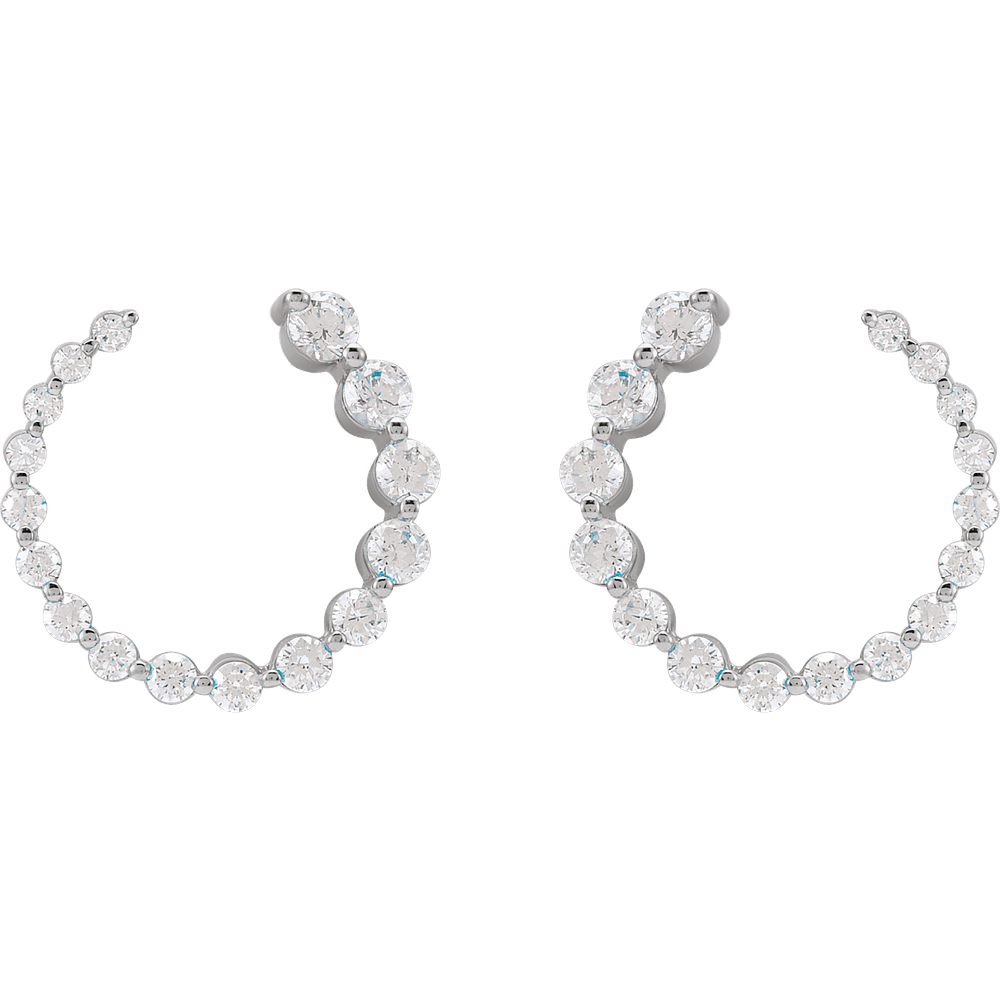 Cascading Round Lab Diamond Earrings - 15 x 15 mm - 14K White Gold