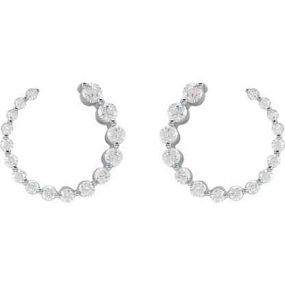 Cascading Round Lab Diamond Earrings - 15 x 15 mm - 14K White Gold