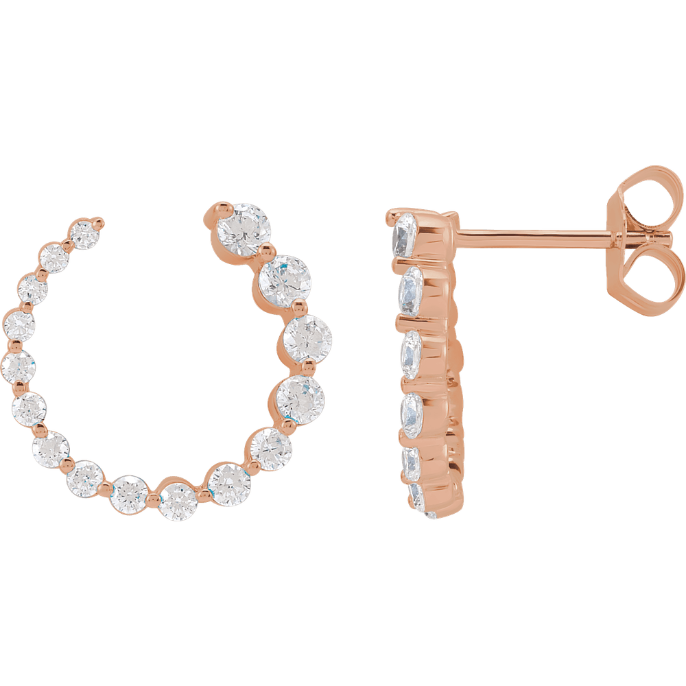 Cascading Round Lab Diamond Earrings - 15 x 15 mm - 14K Rose Gold