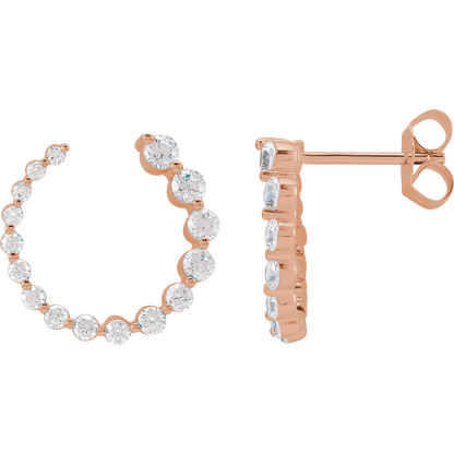 Cascading Round Lab Diamond Earrings - 15 x 15 mm - 14K Rose Gold