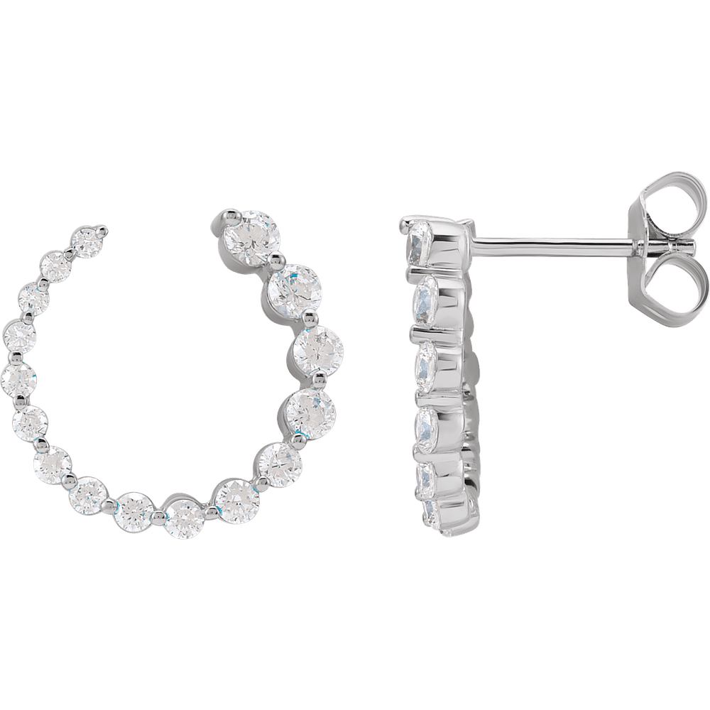 Cascading Round Lab Diamond Earrings - 15 x 15 mm - 14K White Gold