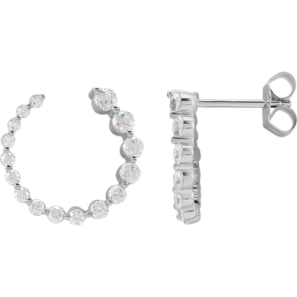 Cascading Round Lab Diamond Earrings - 15 x 15 mm - 14K White Gold