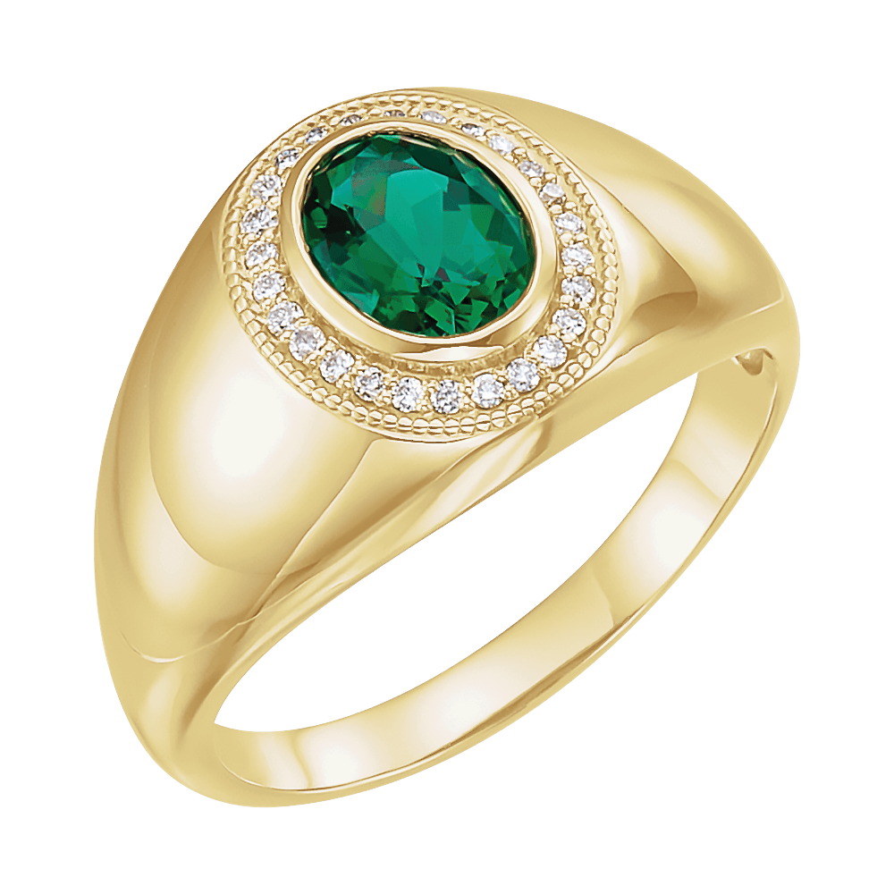 Emerald Lab Diamond Halo Ring