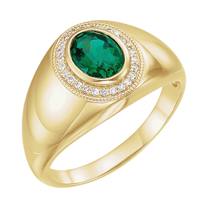 Emerald Lab Diamond Halo Ring
