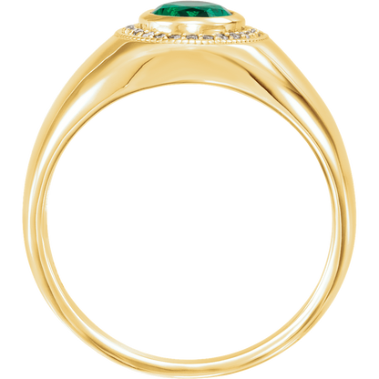 Emerald Lab Diamond Halo Ring