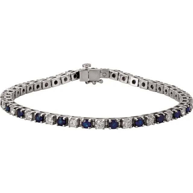 Sapphire and Diamond Alternating Tennis Bracelet