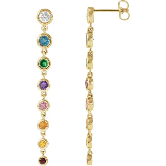 Graduating Rainbow Bezel Dangle Earrings