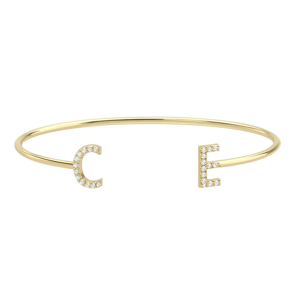 diamond initial cuff