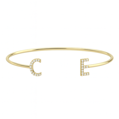 diamond initial cuff