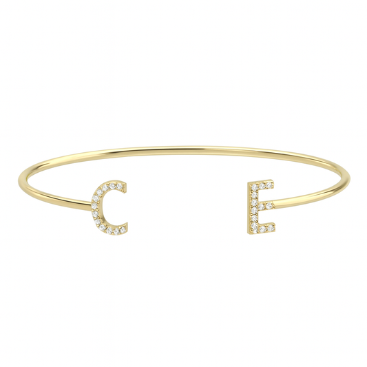 diamond initial cuff
