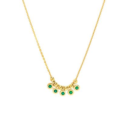 Emerald Bezel and Bead Station Necklace