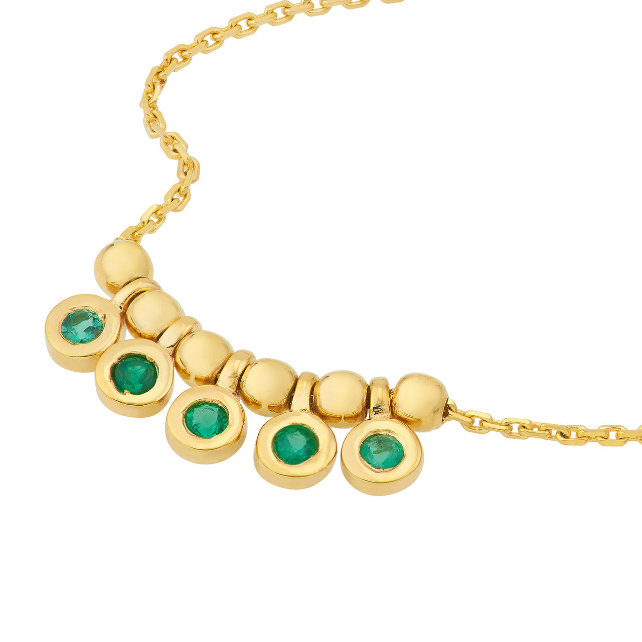 Emerald Bezel and Bead Station Necklace