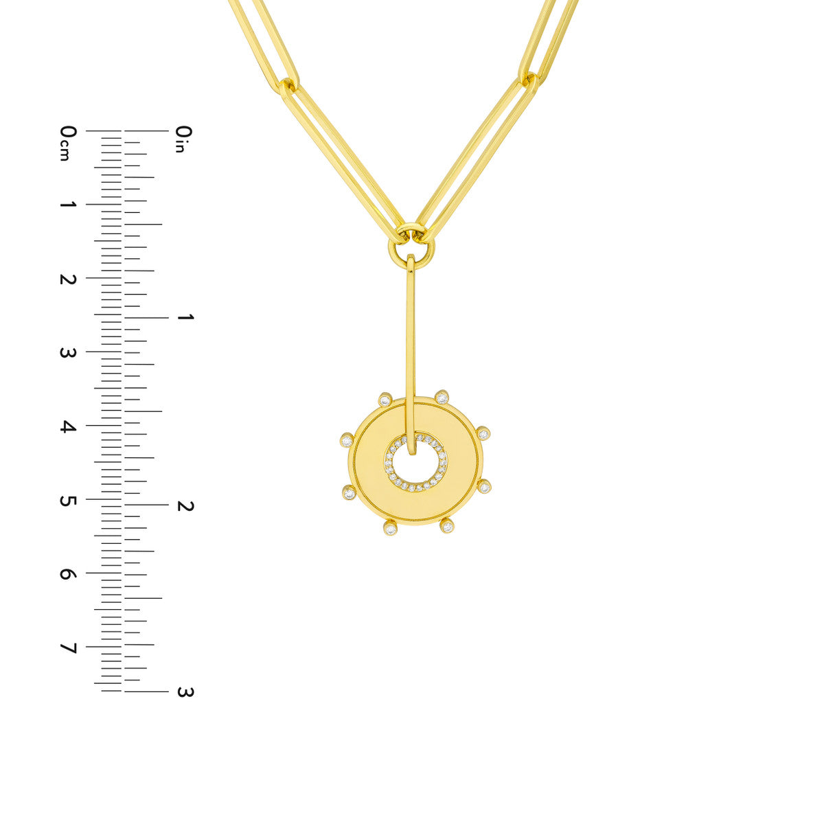 Diamond Disc Paper Clip Lariat Necklace