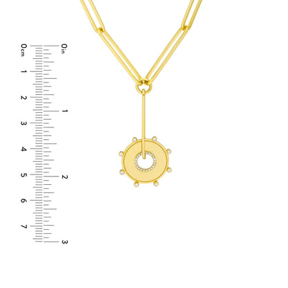 Diamond Disc Paper Clip Lariat Necklace