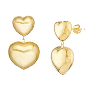 Double Puff Heart Drop Earrings