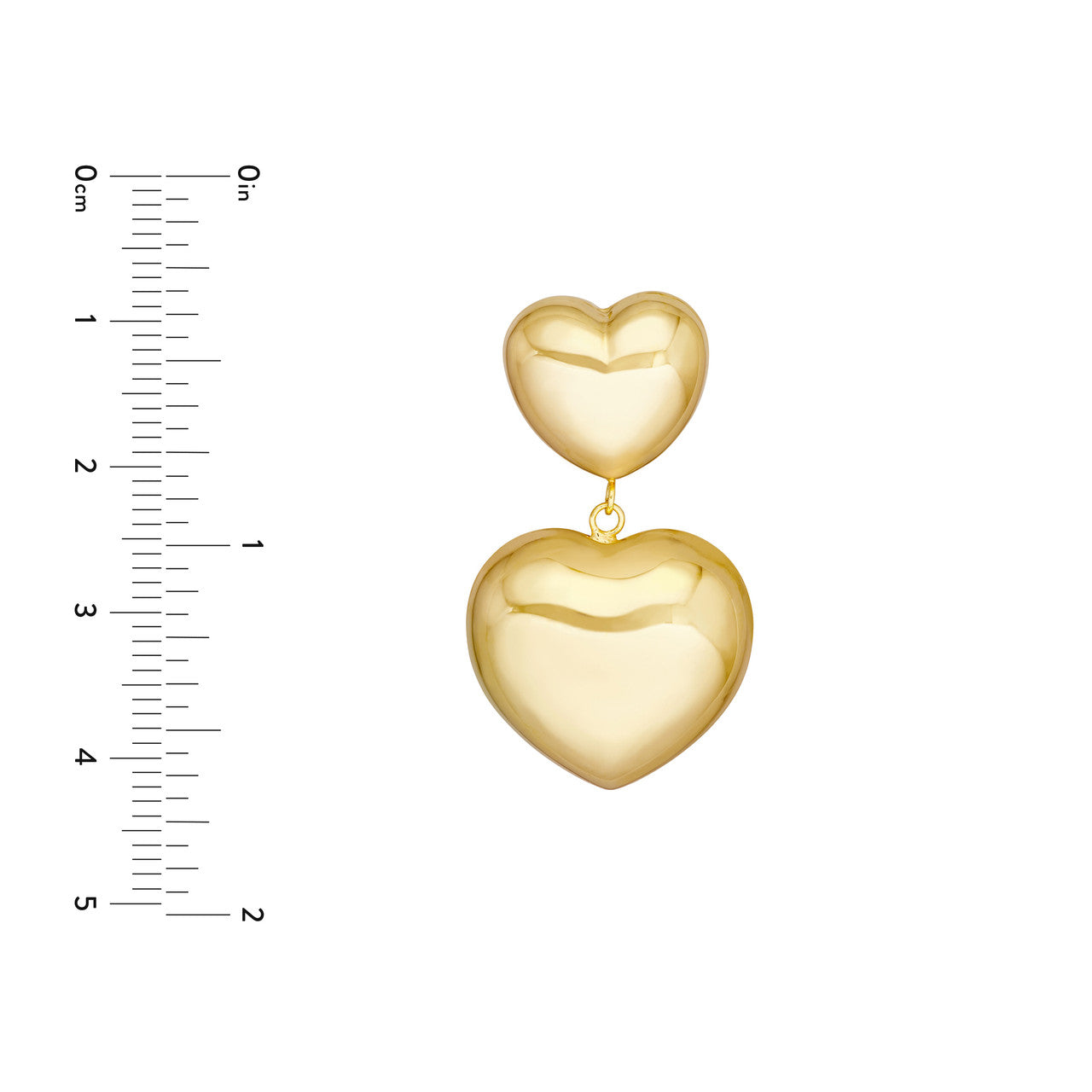 Double Puff Heart Drop Earrings