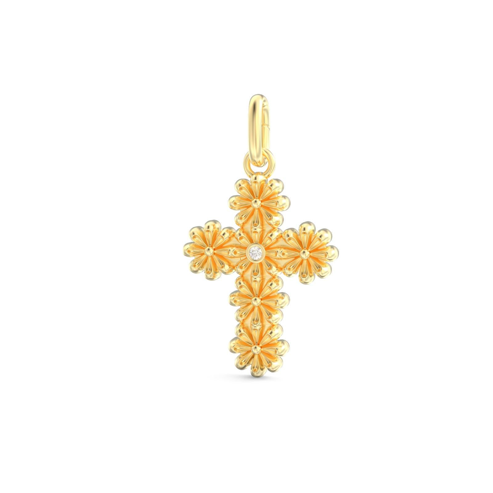 Floral Cross Charm