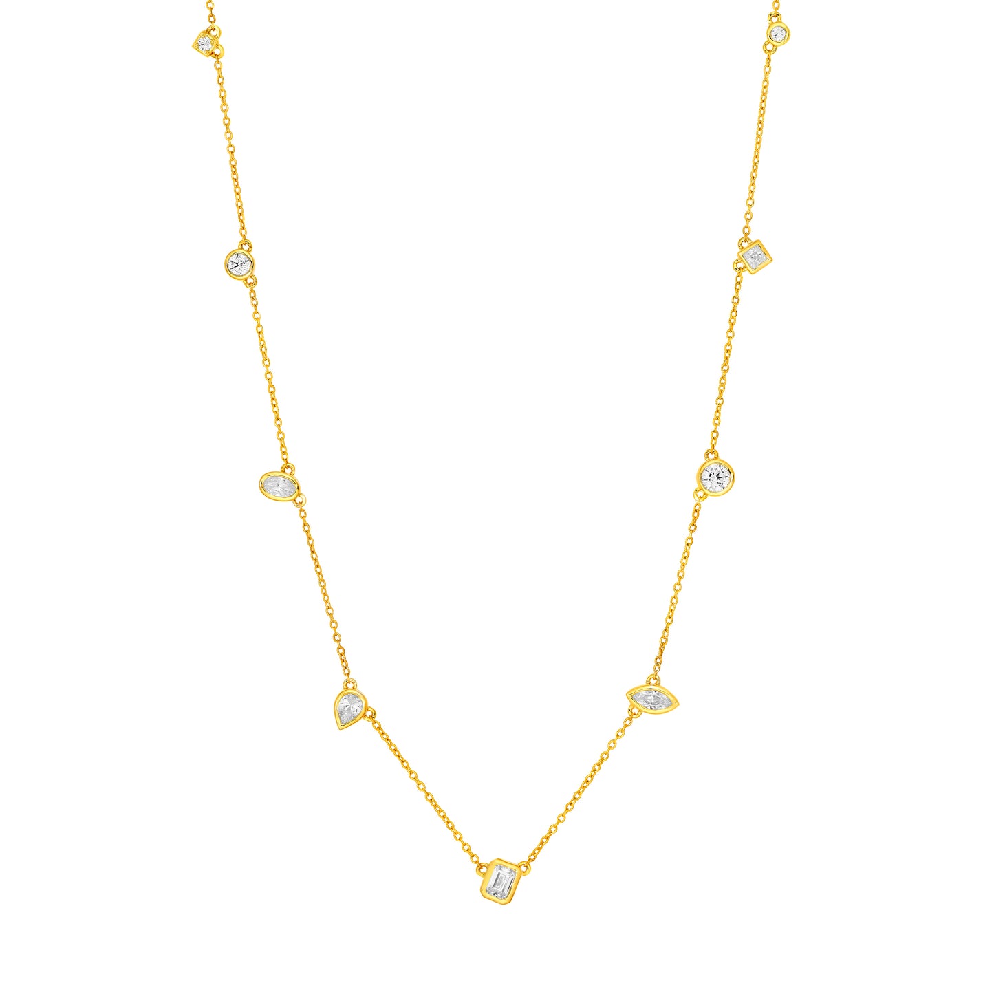 Cora Multi Stone  Bezel Diamond Necklace