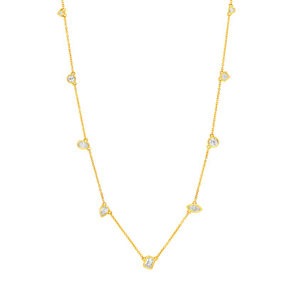 Cora Multi Stone  Bezel Diamond Necklace