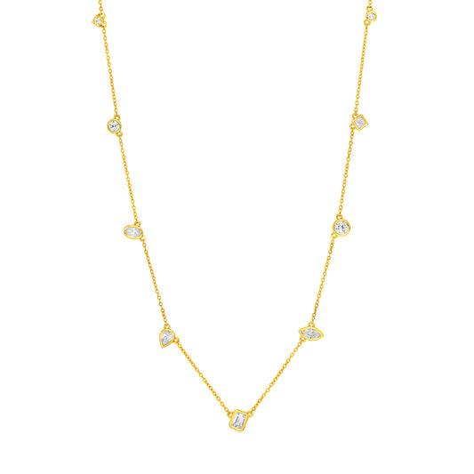 Cora Multi Stone  Bezel Diamond Necklace