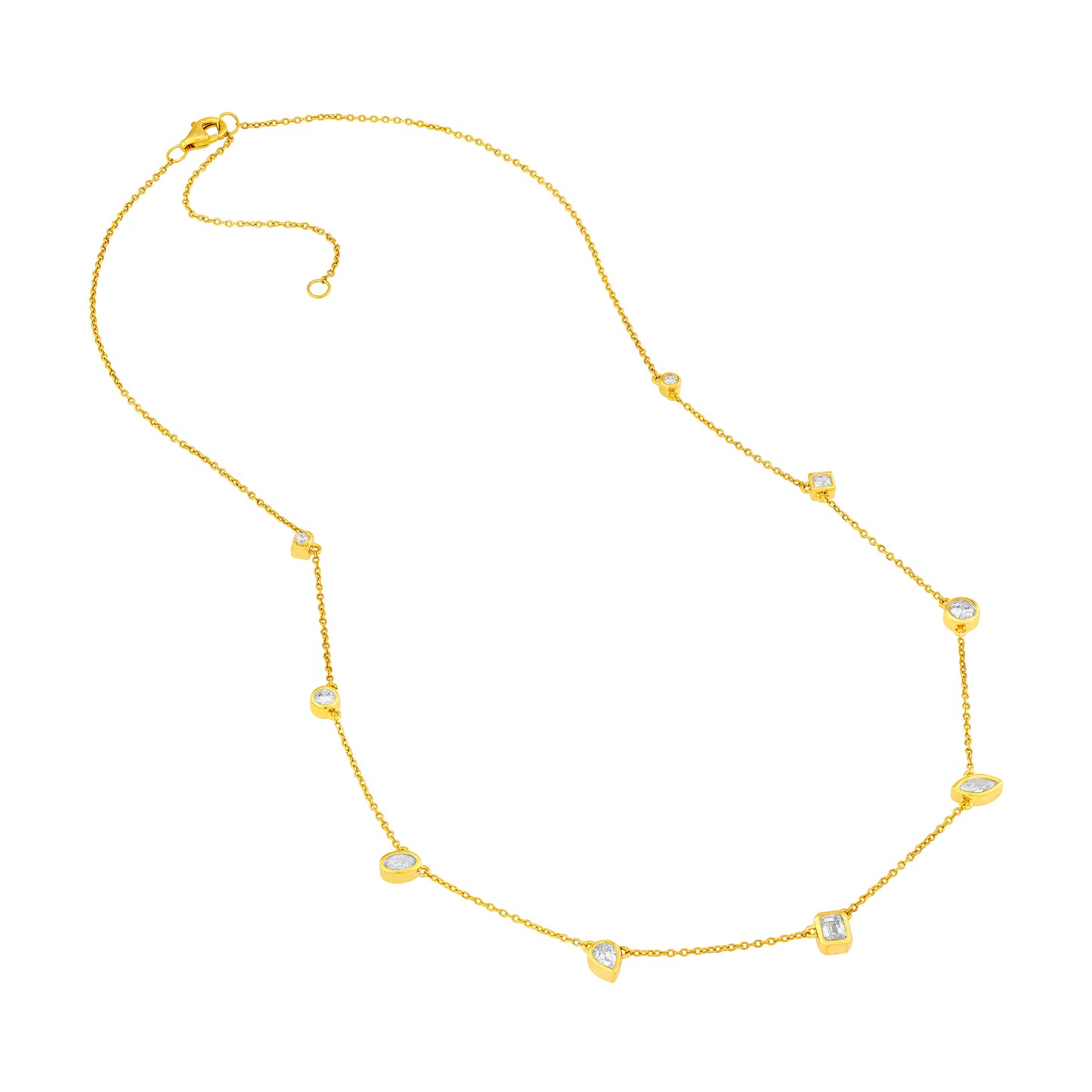 Cora Multi Stone  Bezel Diamond Necklace