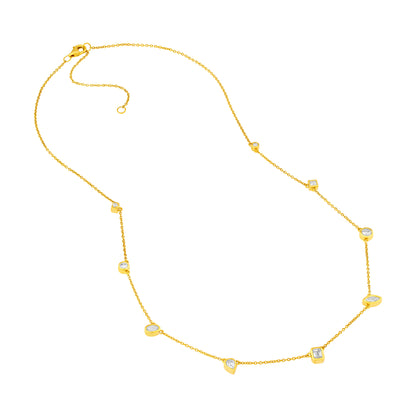 Cora Multi Stone  Bezel Diamond Necklace